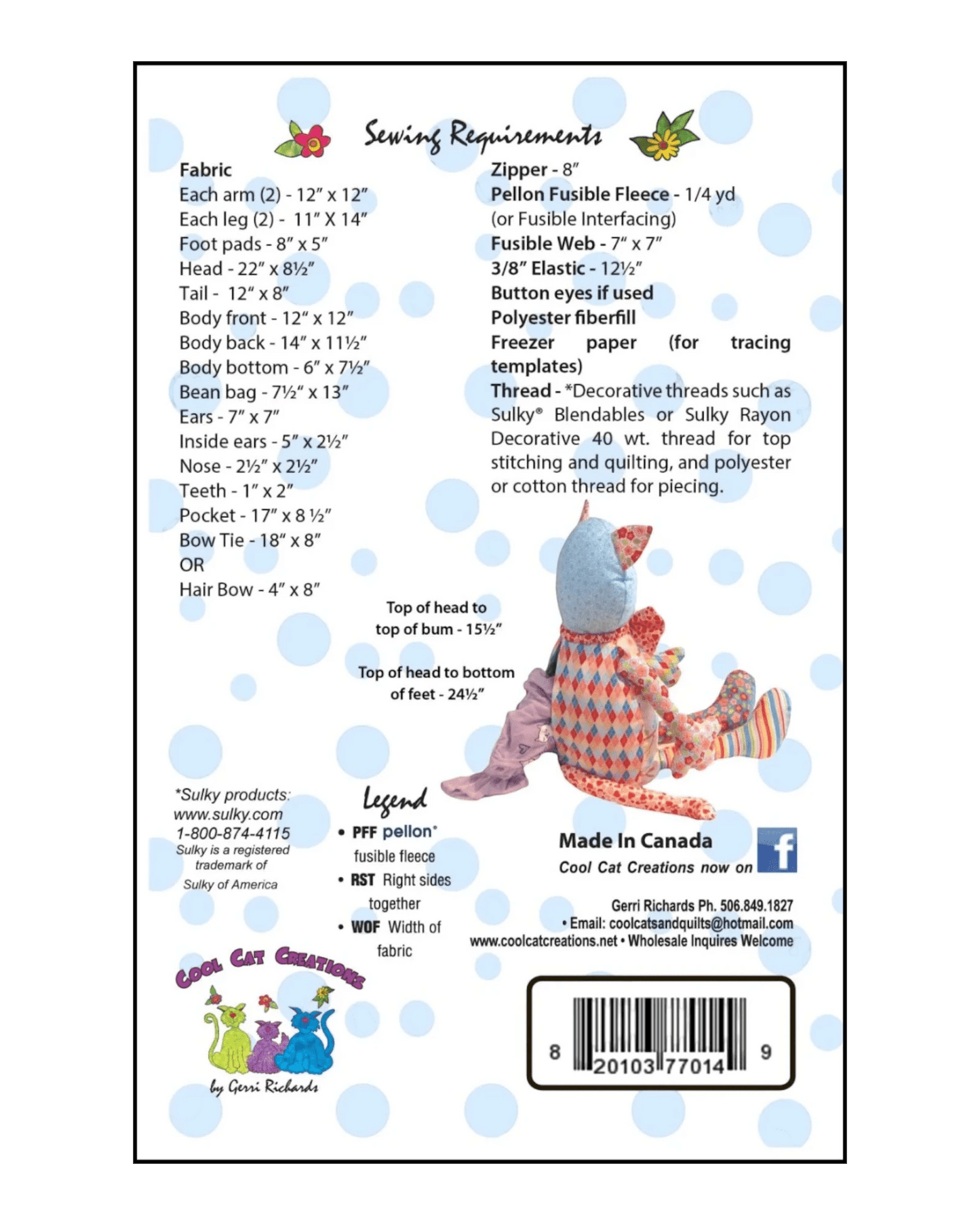 Cool Cat Pajama Bag Pattern - Everything Fabric