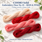 COSMO Solid Embroidery Floss No. 25 – REDS & PINKS – representative colour choices