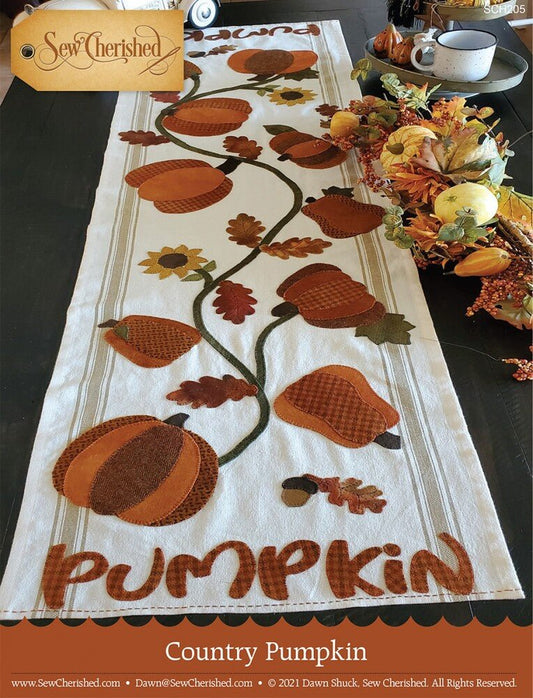 Country Pumpkin Applique Runner Pattern - Everything Fabric