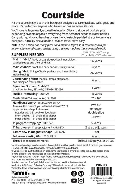 Courtside Sport/Backpack Bag Pattern - Everything Fabric