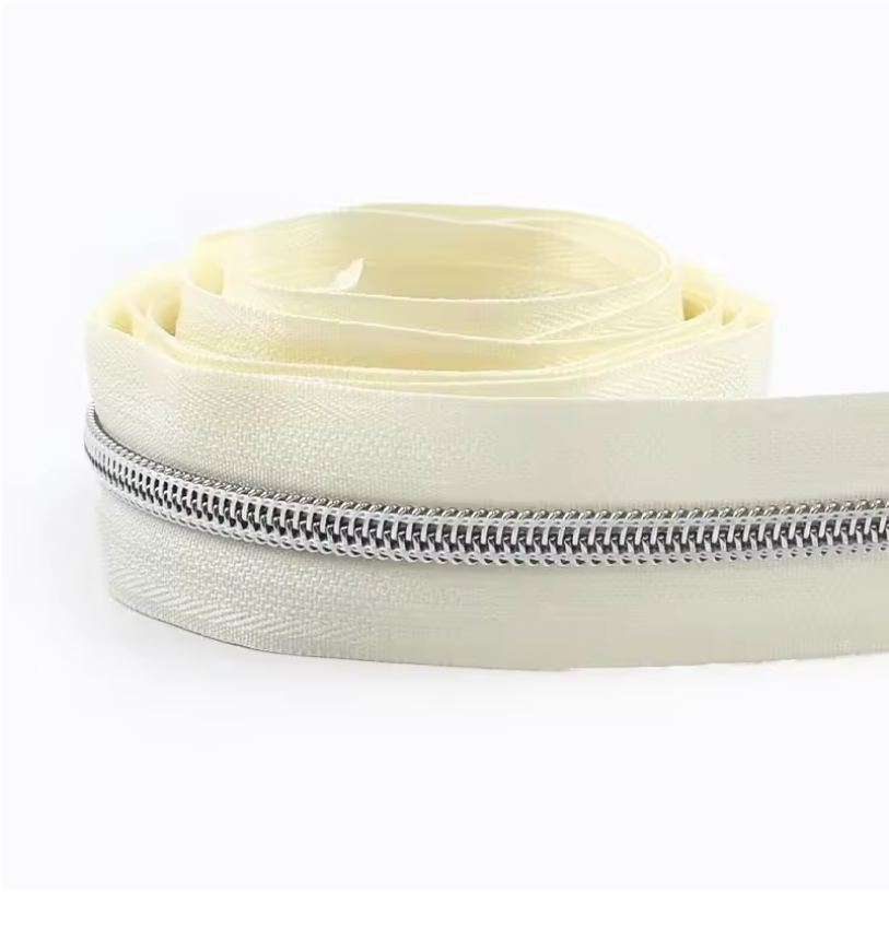 Cream size #5 zipper for bag making and sewing