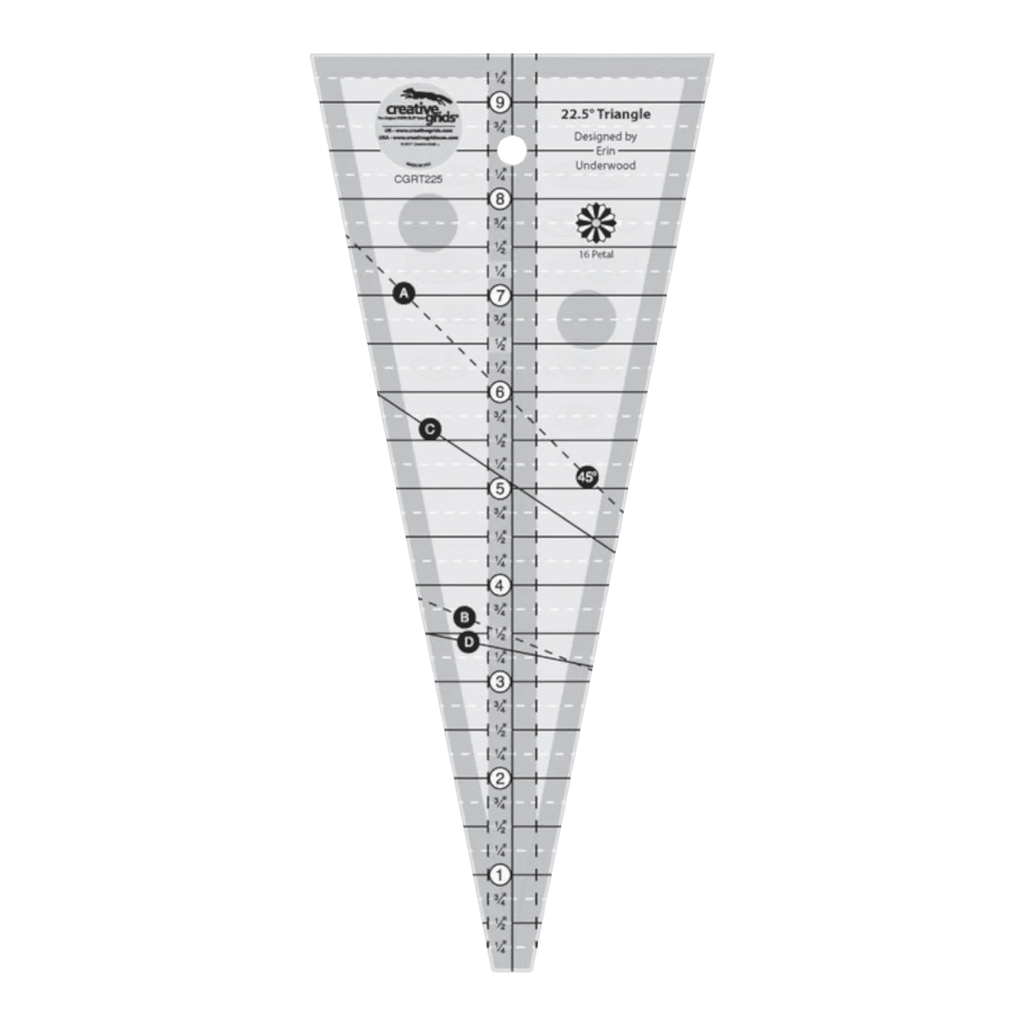 Creative Grids 22.5° Triangle Quilt Ruler (CGRT225) - Everything Fabric