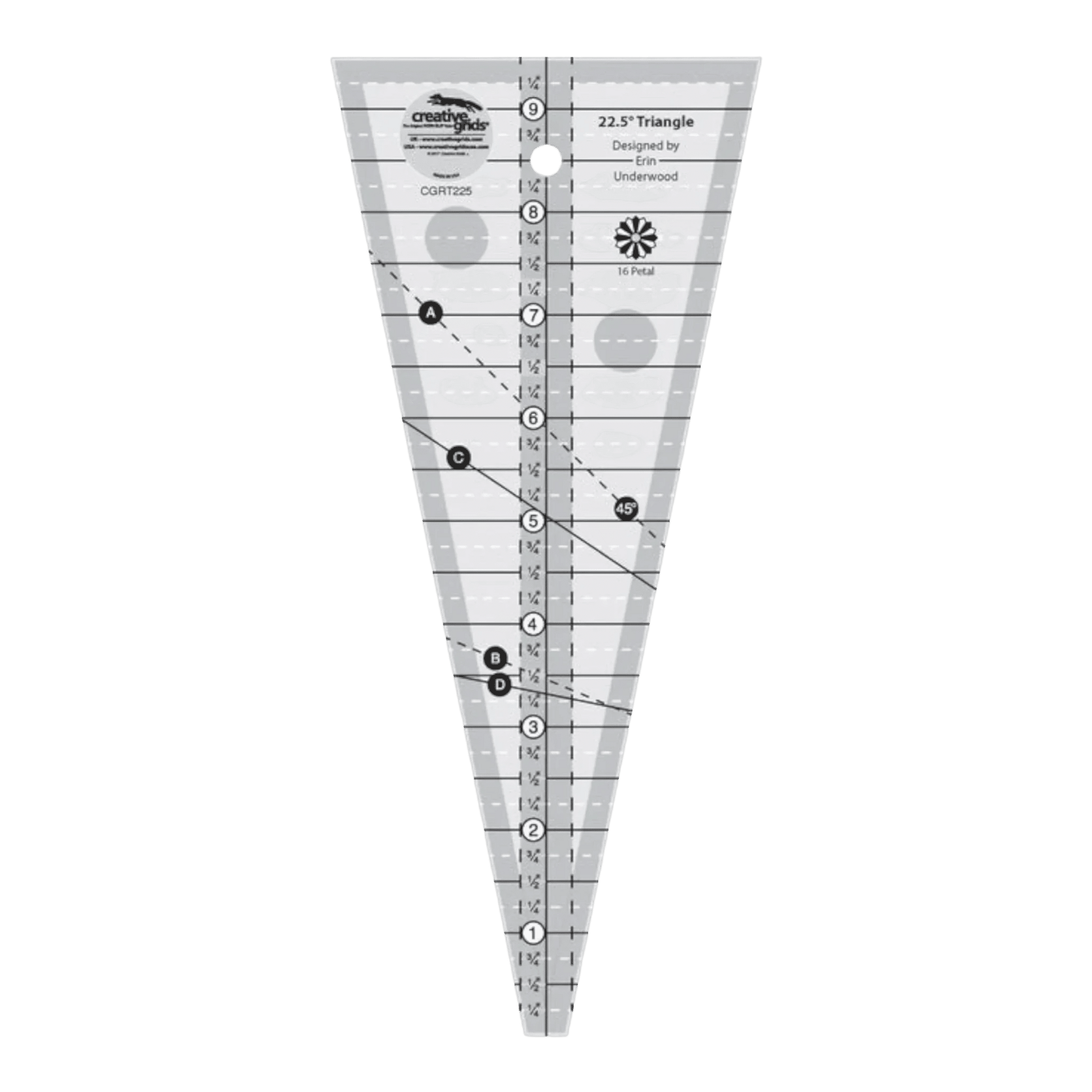 Creative Grids 22.5° Triangle Quilt Ruler (CGRT225) - Everything Fabric