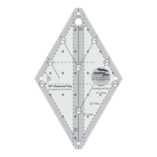 Creative Grids 60 Degree Tiny Diamond Ruler - CGR60DIATINY - Everything Fabric