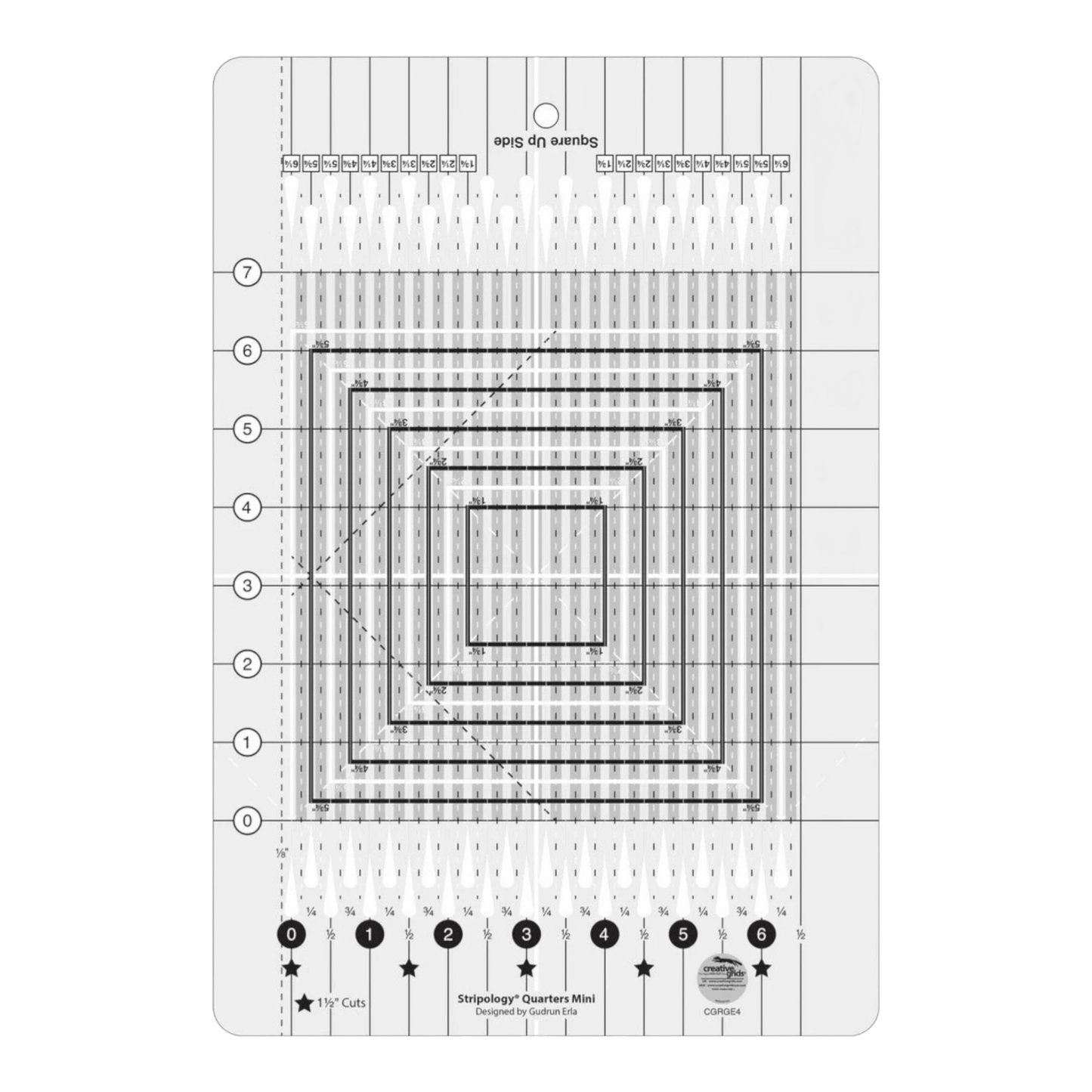Creative Grids Stripology Quarters Mini Quilt Ruler CGRGE4 - Everything Fabric