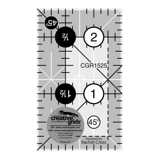 Creative Grids Turn A Round Non Slip Ruler - 1.5 in x 2.5 in - Everything Fabric