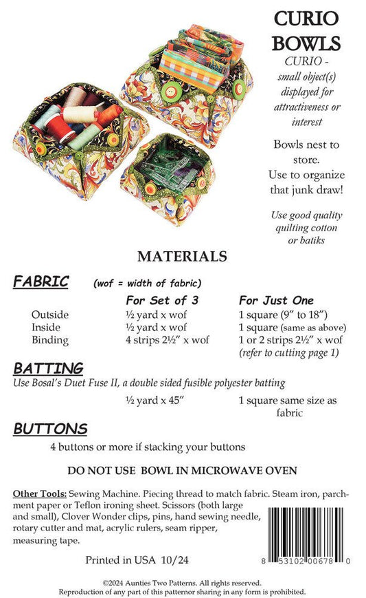 Curio Bowls Pattern - Everything Fabric