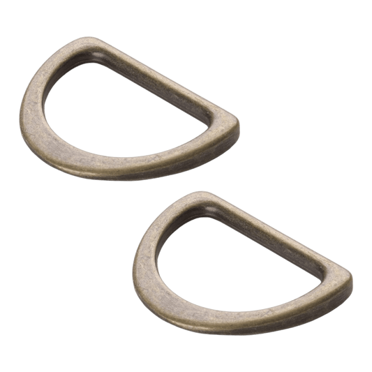 D Ring Flat 25 mm Antique Brass Set of Two - 25 mm - Everything Fabric