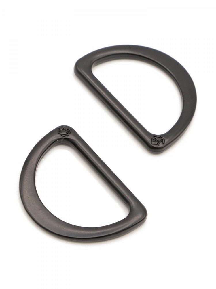 D Ring Flat Black Metal Set of Two 25 mm - Everything Fabric