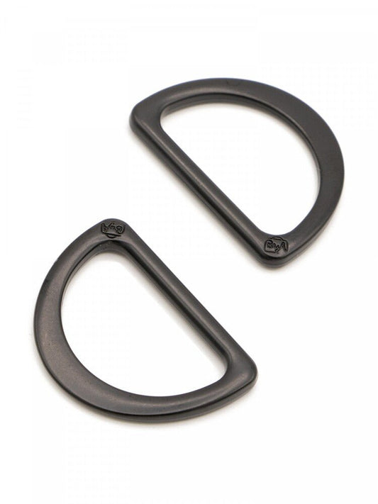 D Ring Flat Black Metal Set of Two 25 mm - Everything Fabric