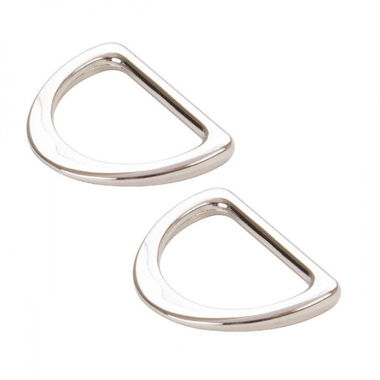 D Ring Flat Nickel Set of Two 25 mm - Everything Fabric