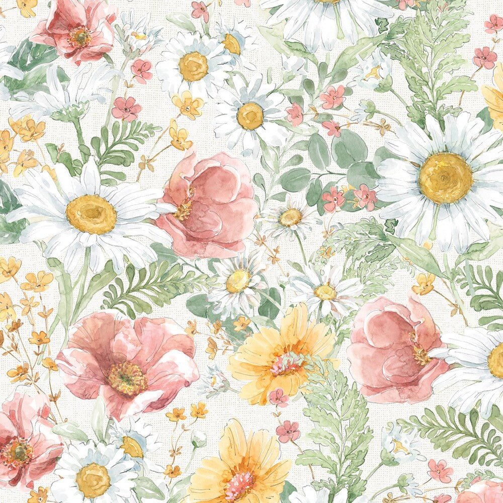 Daisy Days - Cream Packed Floral - Everything Fabric