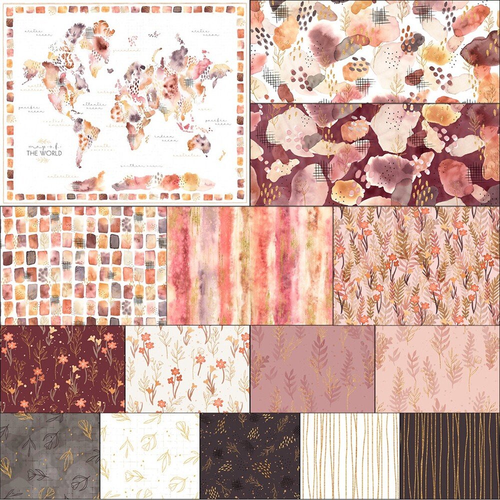 Desert Bloom Fat Quarter Bundle 15pc incl panel - Everything Fabric