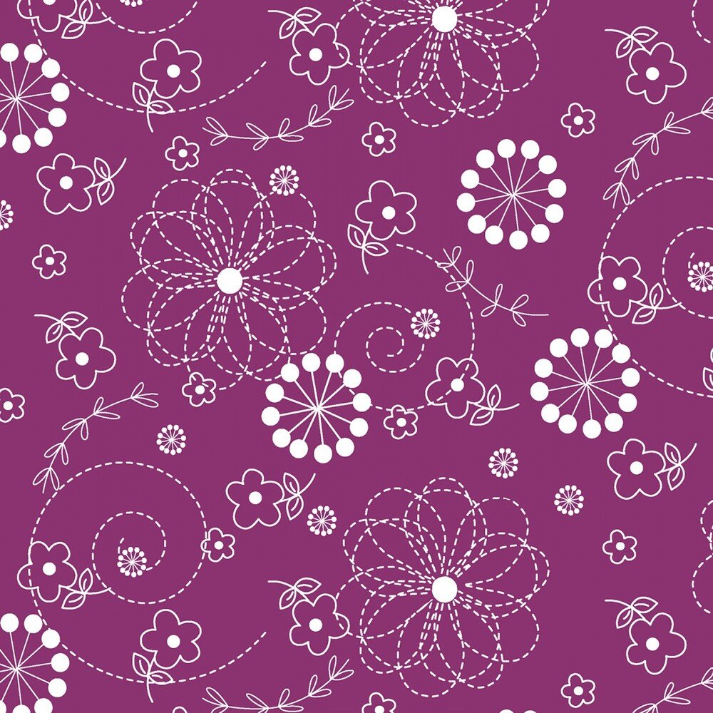 Doodles - VIOLET RED - Everything Fabric