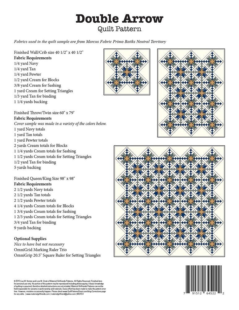 Double Arrow Quilt Pattern - Everything Fabric