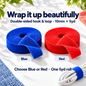 Double-sided 10mm hook and loop tape in Blue and Red, sold as individual five-yard rolls. Both colour choices shown.
