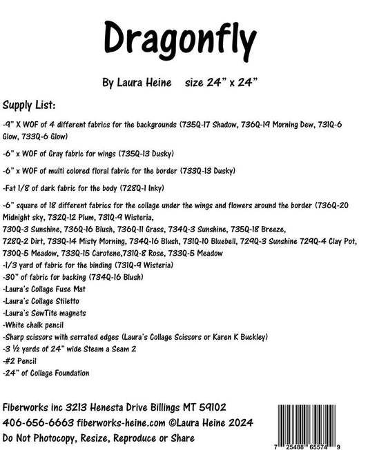 Dragonfly Collage Pattern by Laura Heine - Everything Fabric