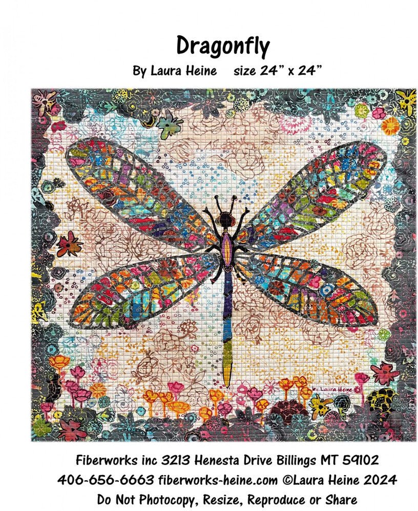 Dragonfly Collage Pattern by Laura Heine - Everything Fabric