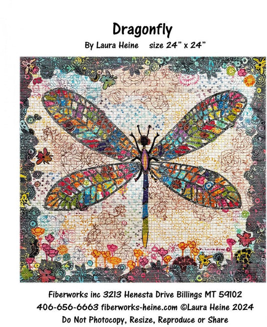 Dragonfly Collage Pattern by Laura Heine - Everything Fabric