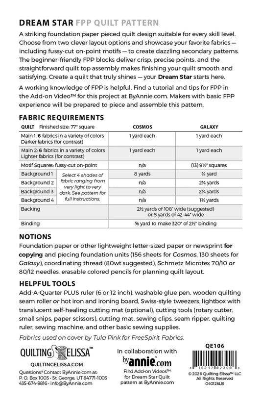 Dream Star Quilt Pattern - Everything Fabric