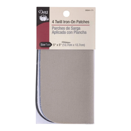 Iron on Patch Assortment Light Colors 127 mm x 127 mm 4ct for garment repair, mending and sewing projects
