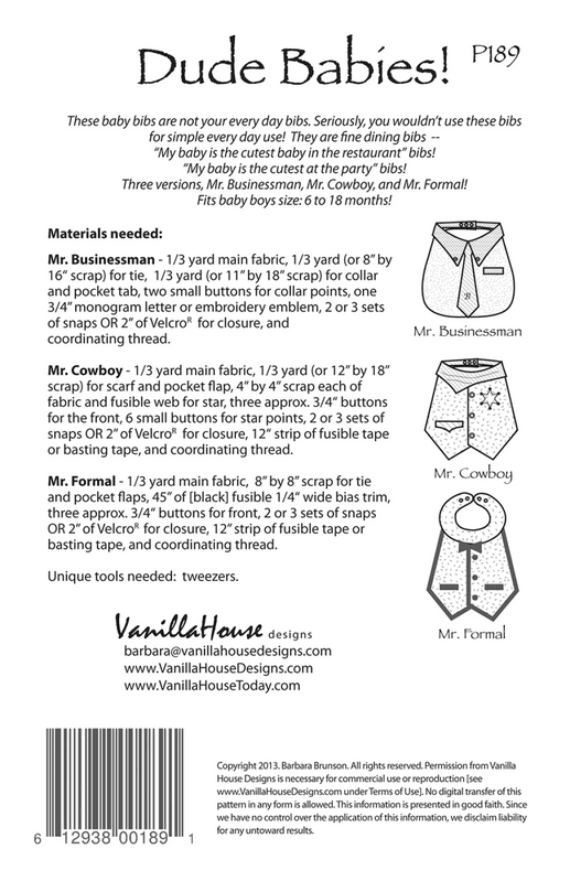 Dude Babies Bib Pattern - Everything Fabric