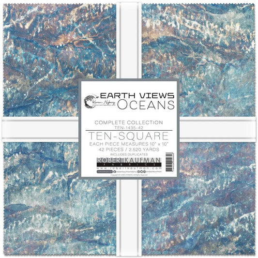 Earth's Views - Oceans - 10 in Squares - 42 pc - Everything Fabric