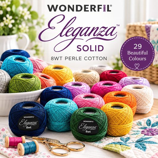 WonderFil Eleganza 8wt Solid Perle Cotton 5g | 29 Colours
