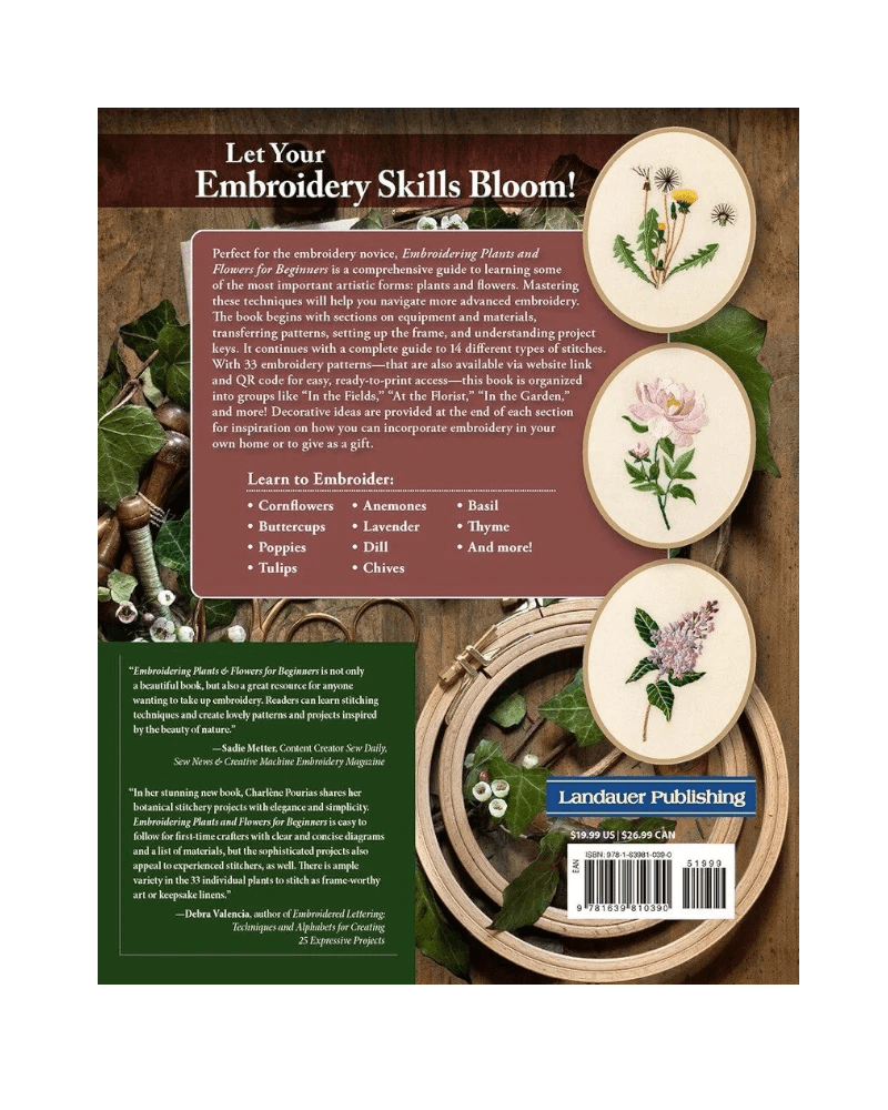 Embroidering Plants and Flowers for Beginners Book - Everything Fabric