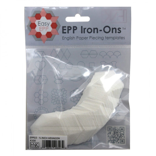 EPP Iron On-Wash off - 3/4in Hexie pack x 100pc - Everything Fabric