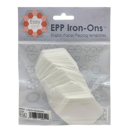 EPP Iron On-Wash off - 3/4in Hexie pack x 100pc - Everything Fabric