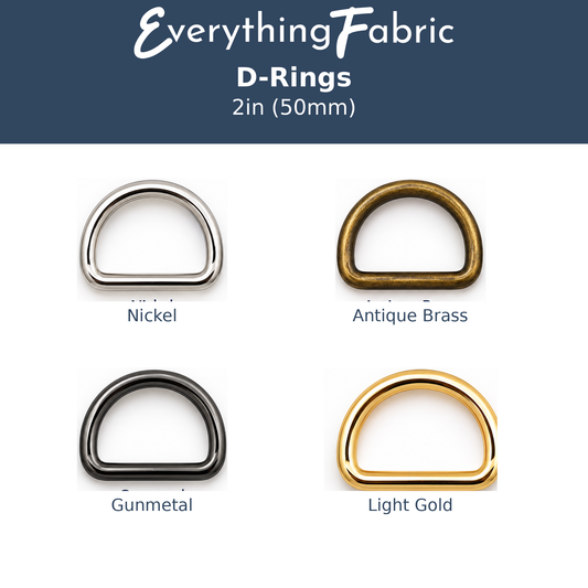 Everything Fabric D-Rings 2in 50mm colour options