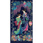Everything Fabric Kamakura Sisters navy cotton panel featuring women in kimonos with metallic wisteria and floral art.