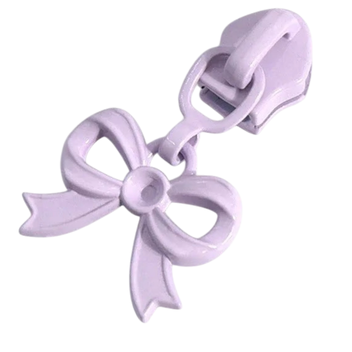 Everything Fabric pastel lavender bow-shaped zipper pull for #3 nylon zippers, perfect for bags and pouches.
