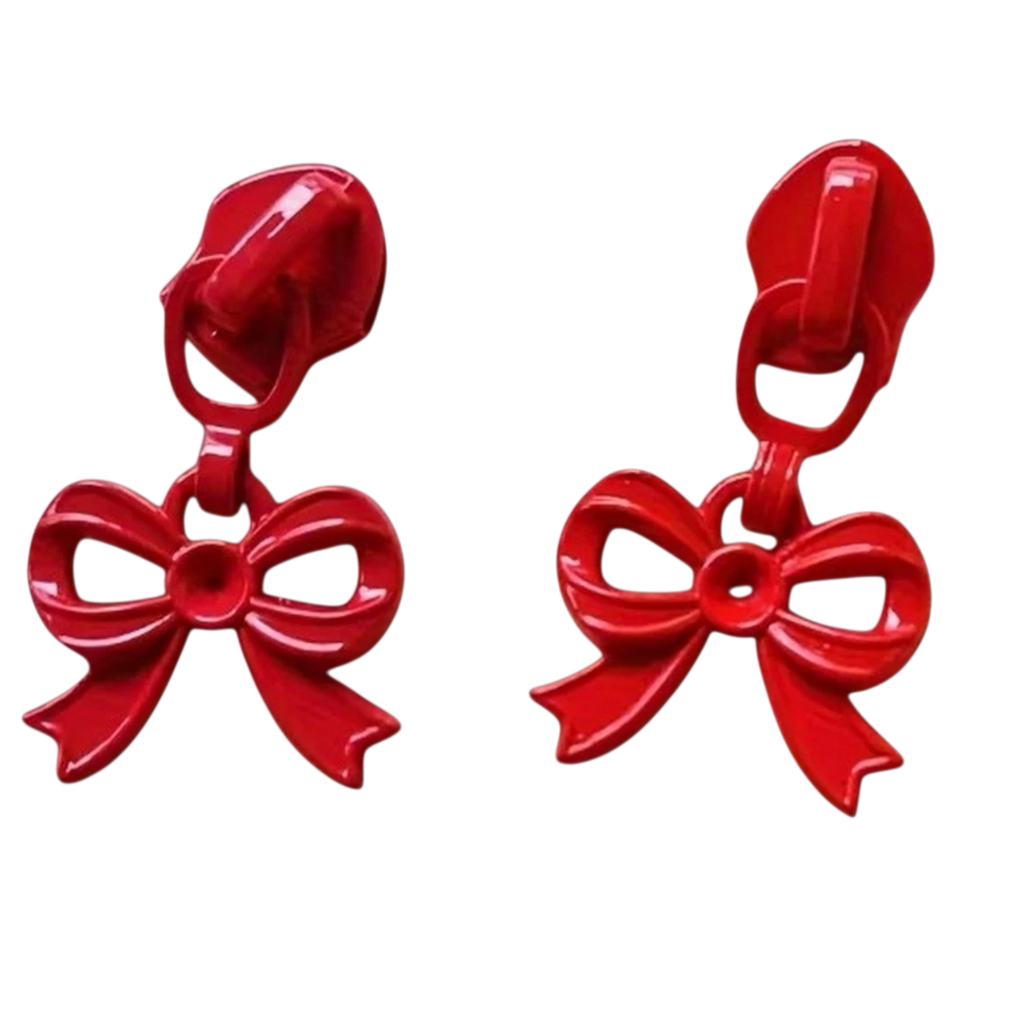 Everything Fabric red bow zipper pulls for #3 nylon zippers, perfect for bags and sewing projects, 2 pack.