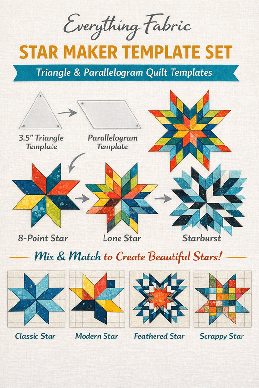 Everything Fabric Star Maker Acrylic Template Set - 3.5 in - Everything Fabric