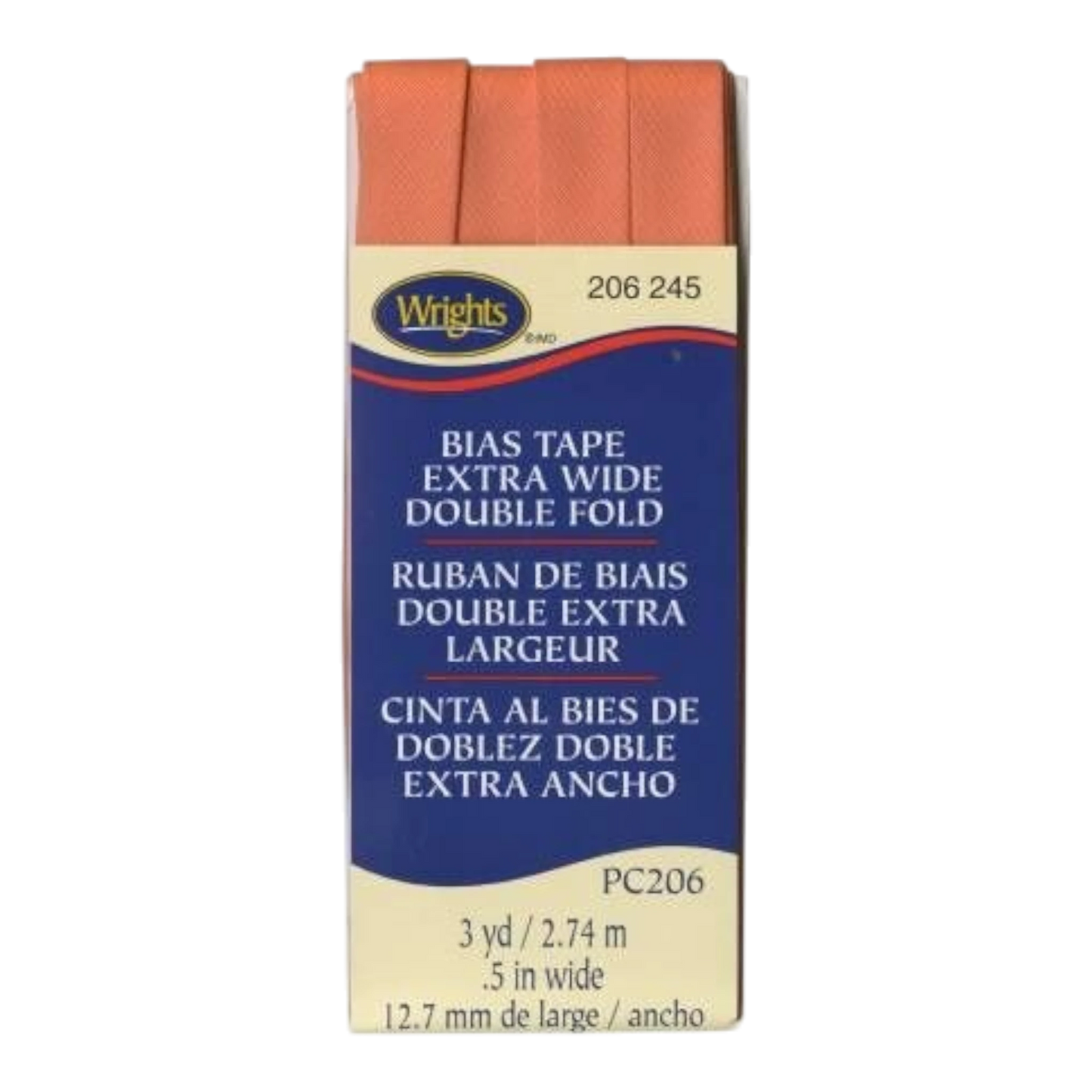 Extra Wide Double Fold Bias Tape - CORAL , quilting and neat fabric finishing
