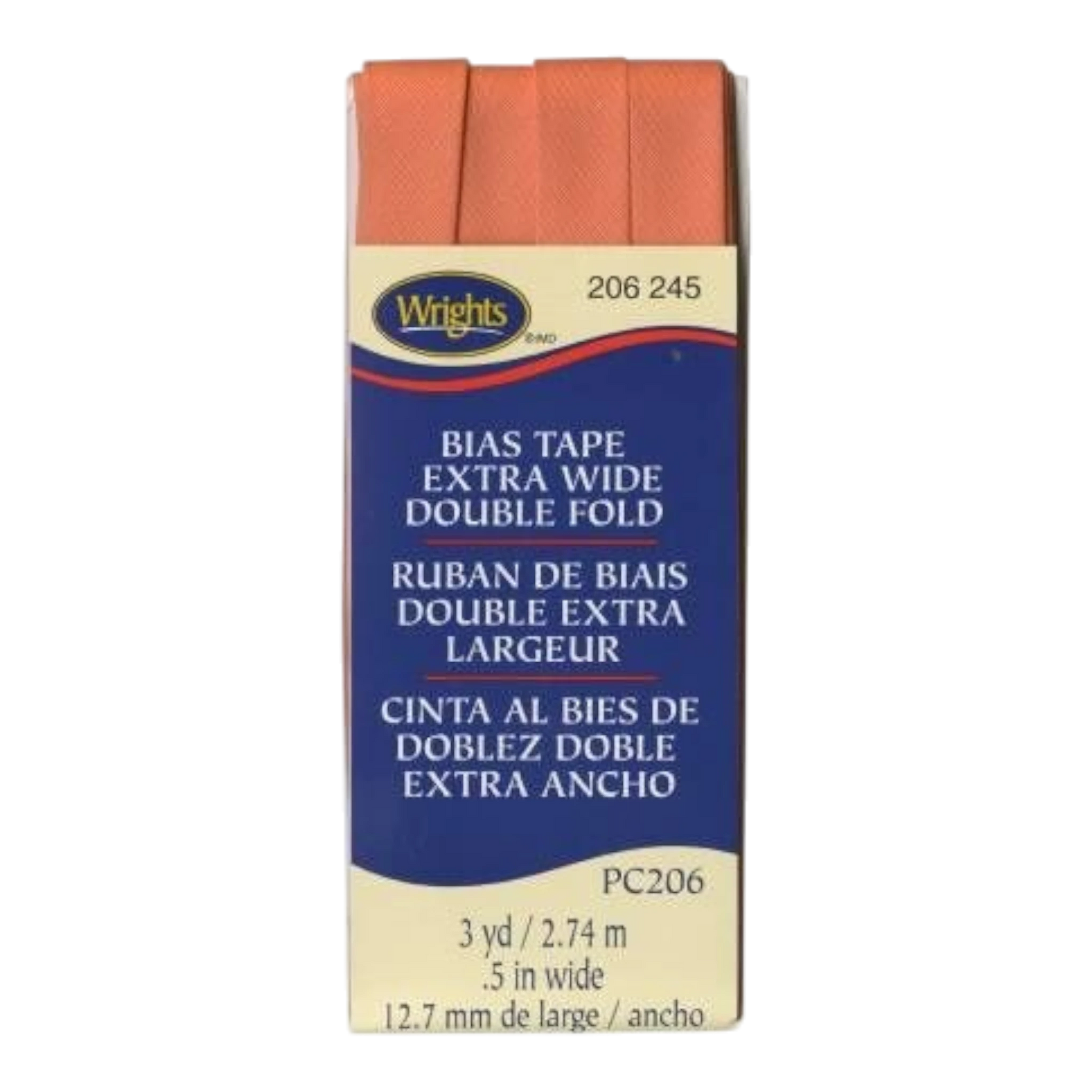 Extra Wide Double Fold Bias Tape - CORAL , quilting and neat fabric finishing