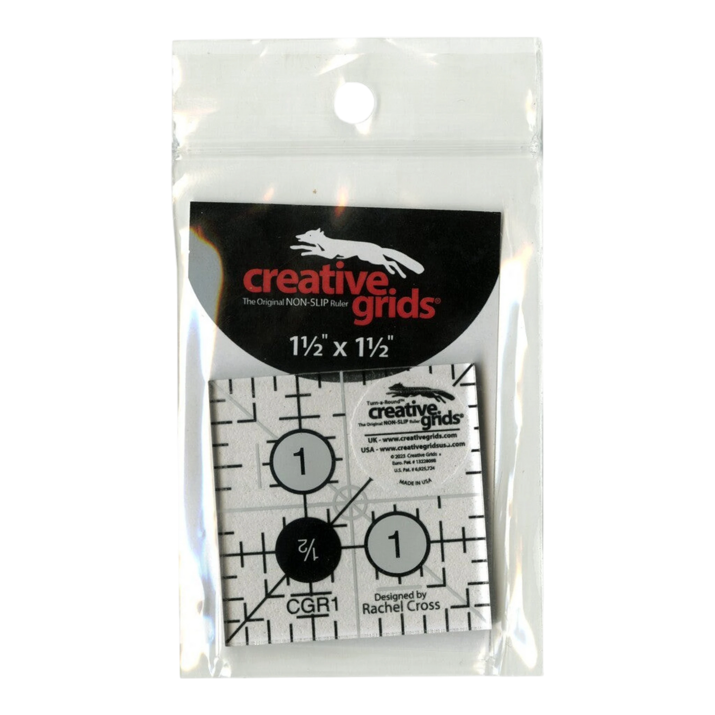 Quilt Ruler 38 mm Square - CGR1 for precise cutting, marking and patchwork