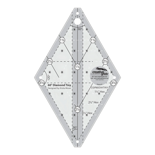 Creative Grids 60 Degree Tiny Diamond Ruler - CGR60DIATINY for precise cutting, marking and patchwork