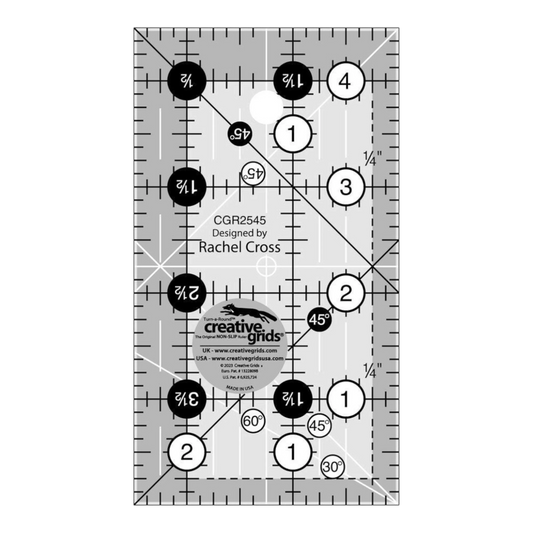 Creative Grids Quilt Ruler 64 mm x 114 mm for precise cutting, marking and patchwork