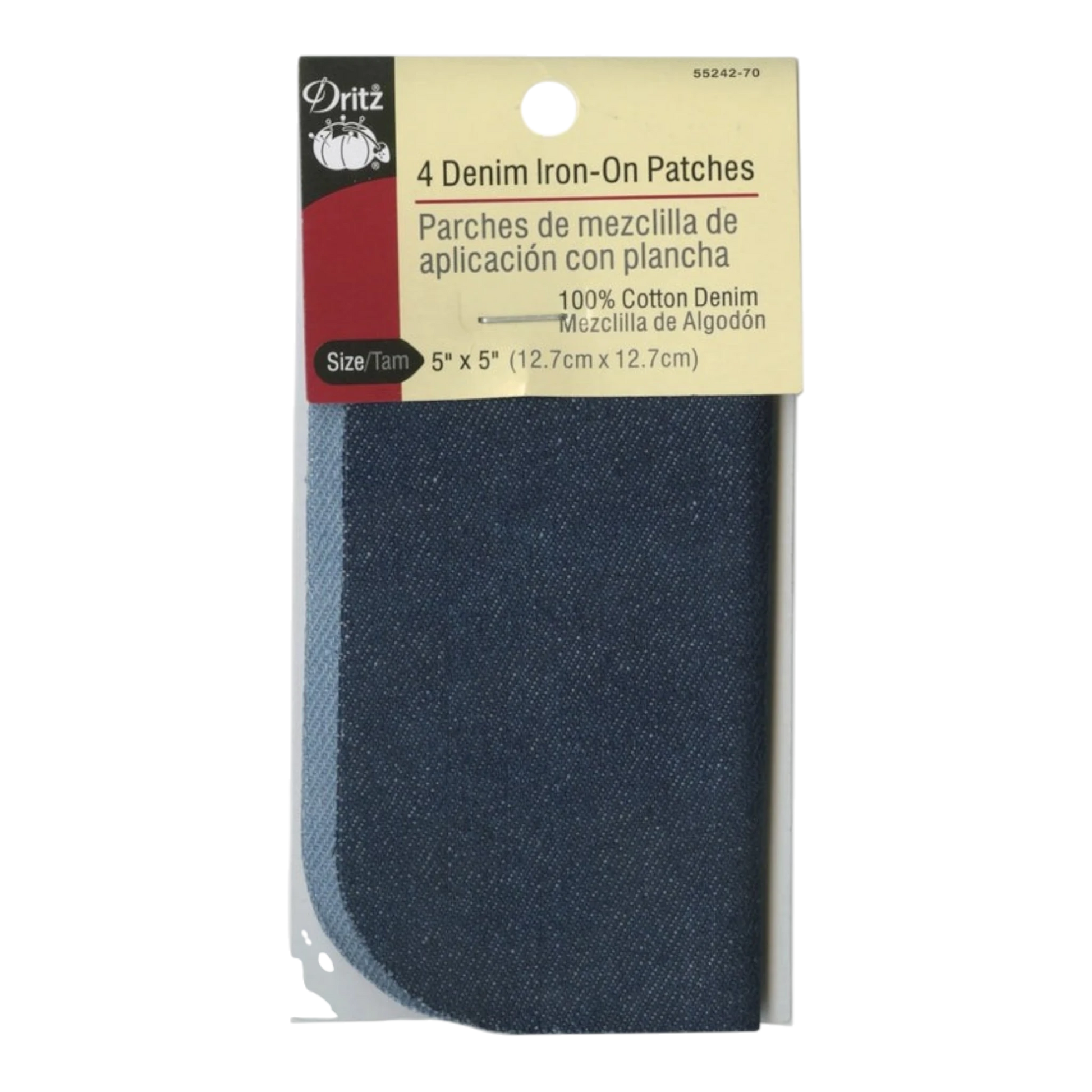 Iron on Patch Assortment Denims 127 mm x 127 mm 4ct for garment repair, mending and sewing projects