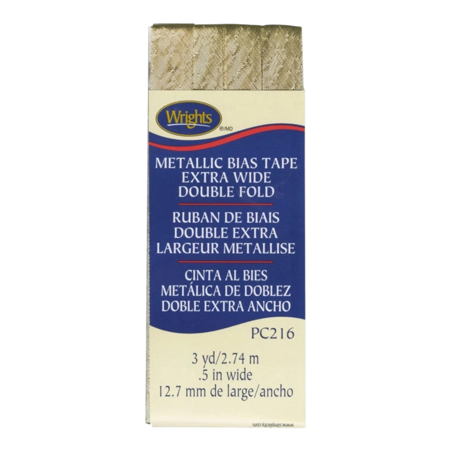Double Fold Wide Bias Tape Gold Lame , quilting and neat fabric finishing