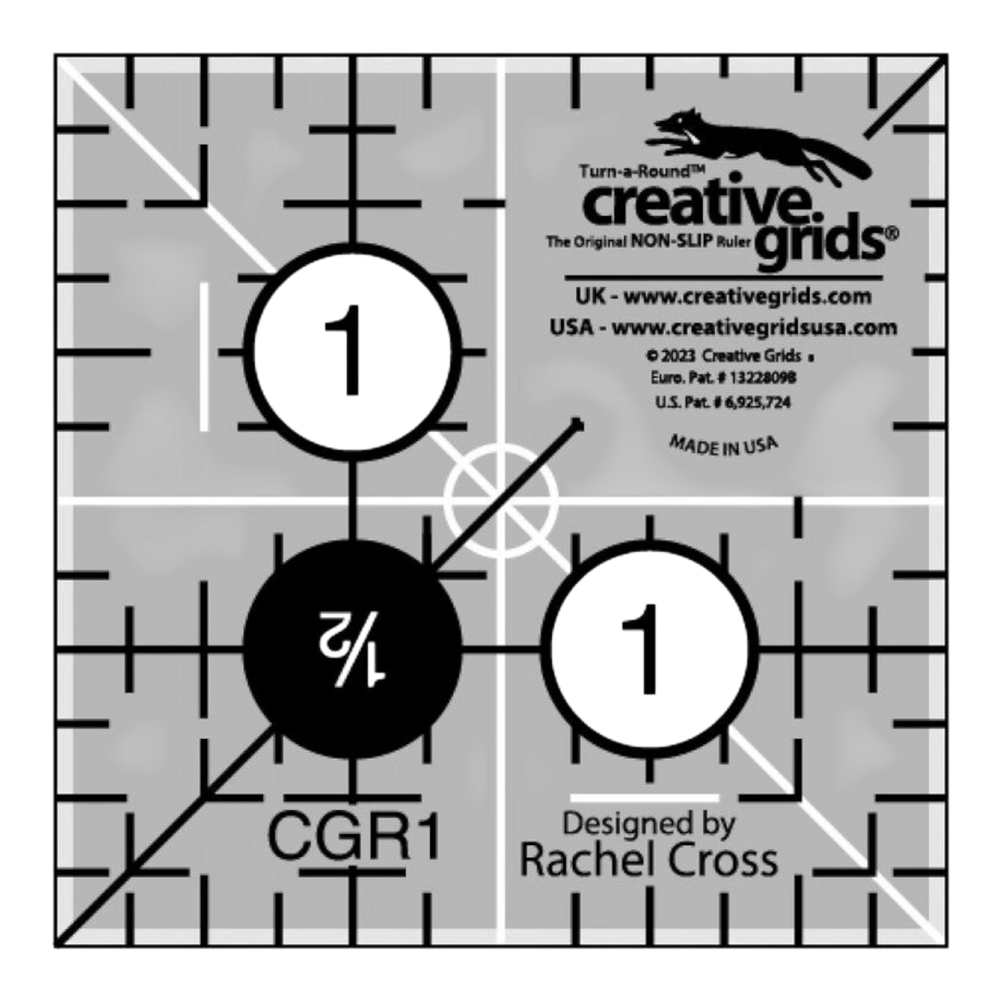 Quilt Ruler 38 mm Square - CGR1 for precise cutting, marking and patchwork
