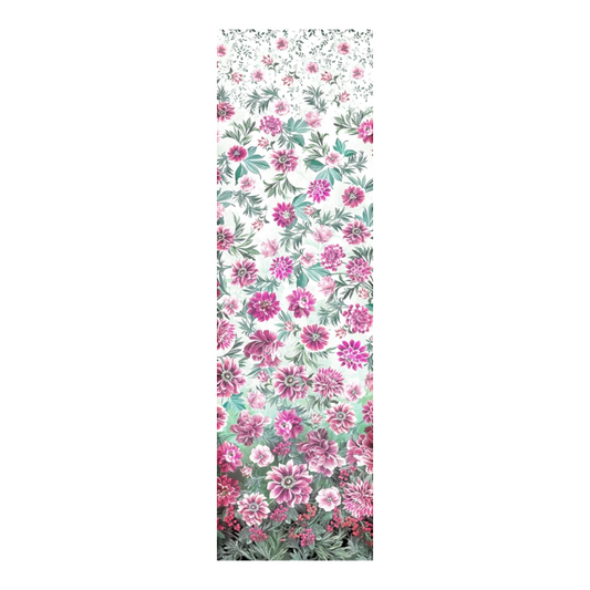 Everything Fabric Winterberry Floral Sage fabric with deep pink flowers and green leaves on a sage background.
