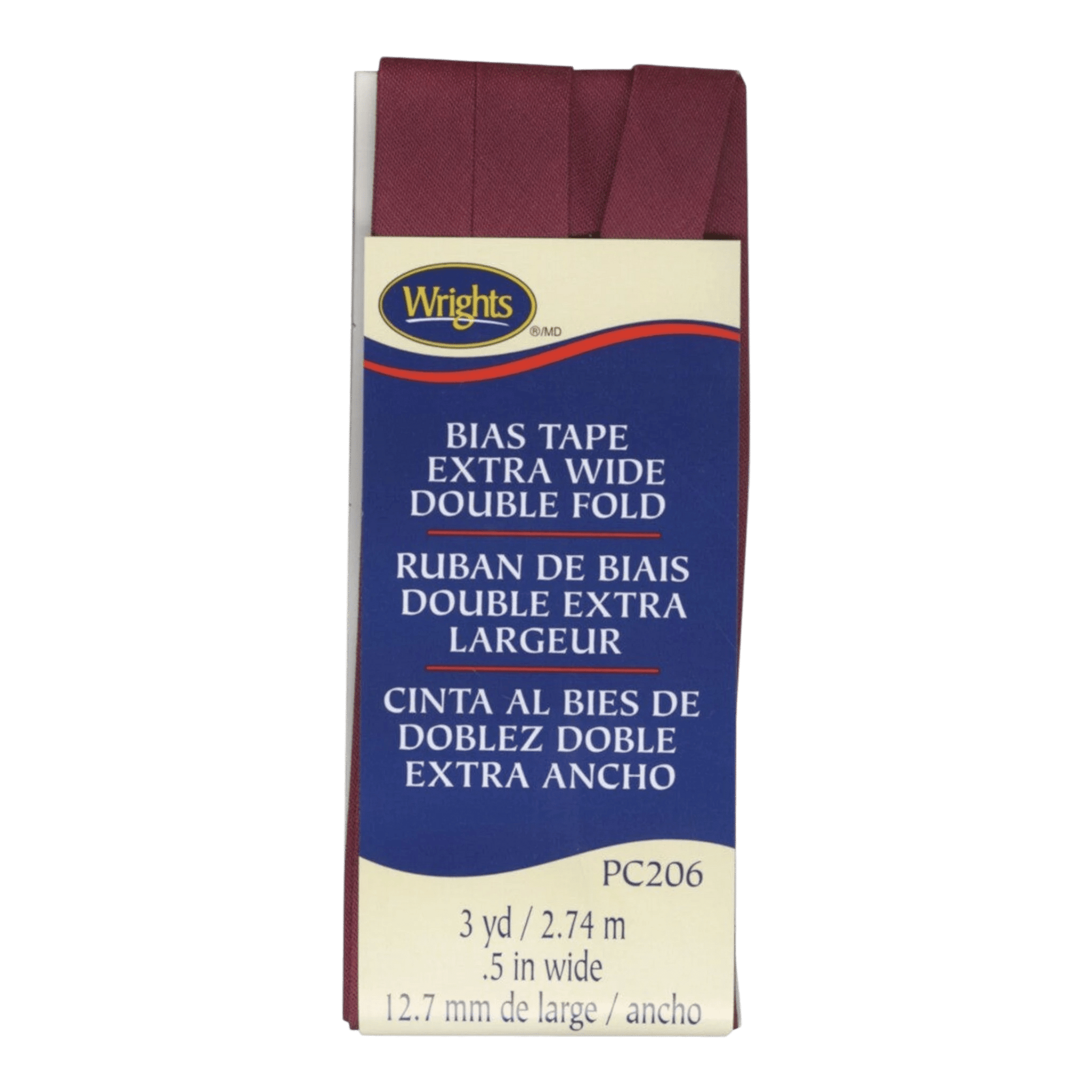 Extra Wide Double Fold Bias Tape - BERRY - Everything Fabric