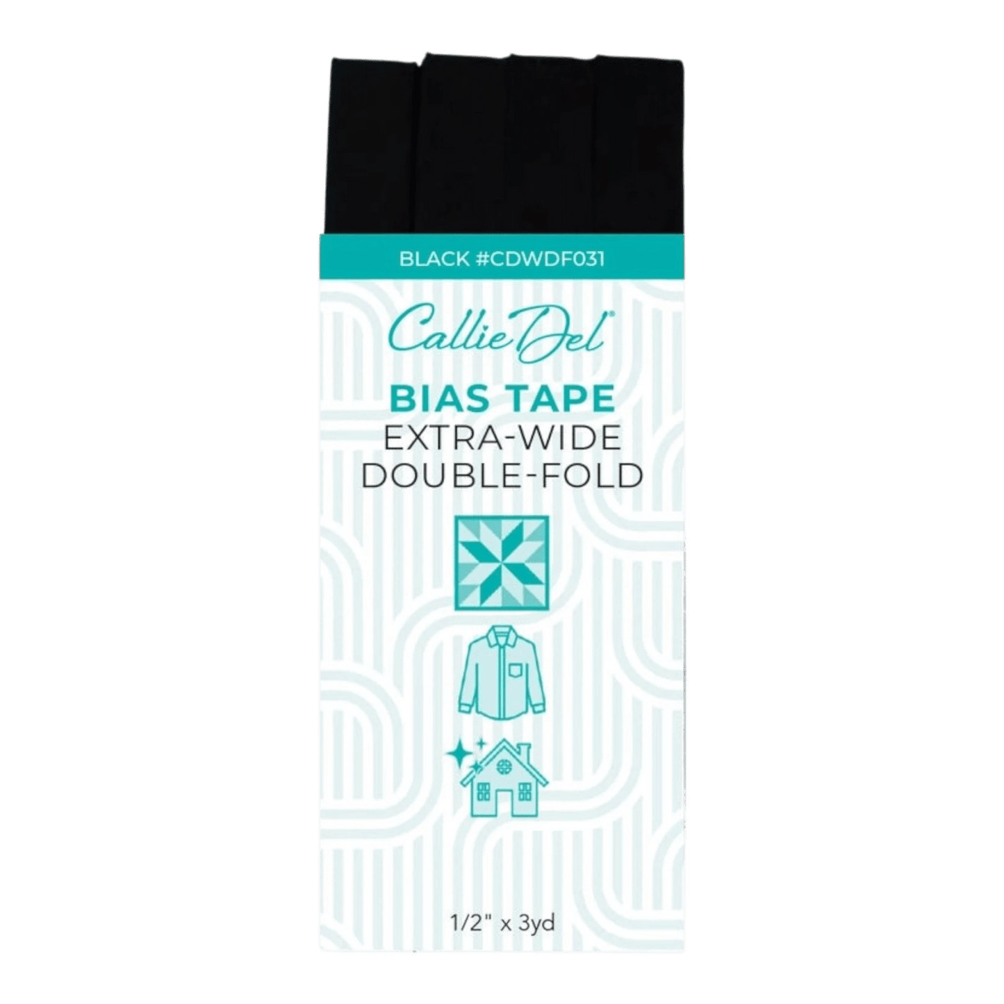 Extra Wide Double Fold Bias Tape Black 13 mm x 3yd - Everything Fabric