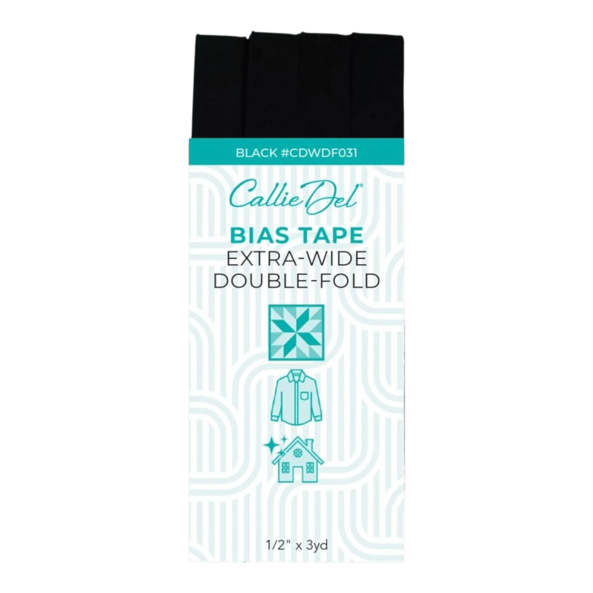 Extra Wide Double Fold Bias Tape Black 13 mm x 3yd - Everything Fabric
