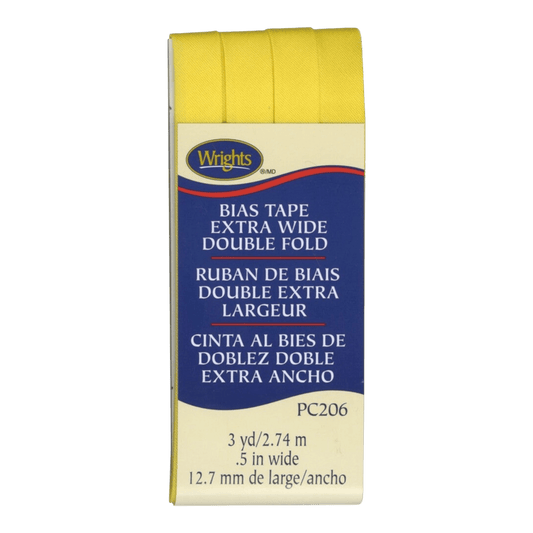 Extra Wide Double Fold Bias Tape - CANARY - Everything Fabric