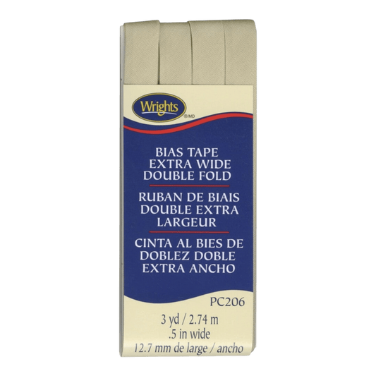Extra Wide Double Fold Bias Tape - KHAKI - Everything Fabric